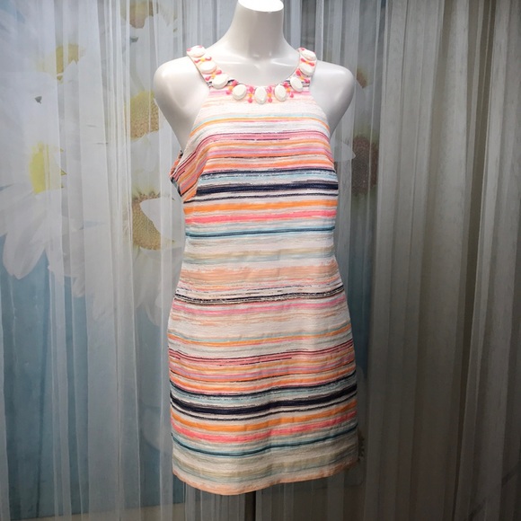 Trina Turk Dresses & Skirts - Trina Turk sherbet striped Halter Style Dress